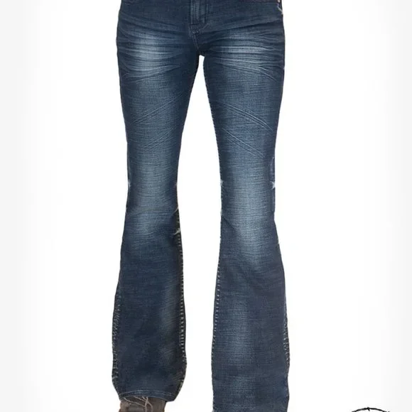 Cowgirl Tuff 'Aztec Flare' Mid Rise Flare Jean - 28x32 - Picture 2 of 13